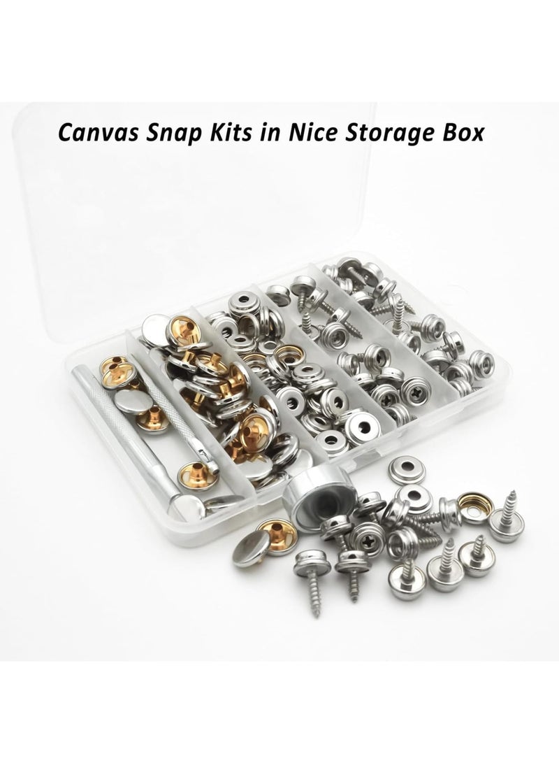 Zikra Canvas Snap Kit, Heavy Duty Snap Fastener Kit, Stainless Steel Snap Button Kit, 20 Sets 10mm Snaps and 20 Sets 15mm Snaps, Suitable for Boat Cover, Tarps, Canvas, Leather - Image 4