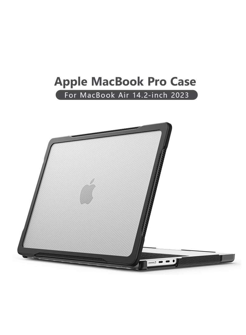 GULFLINK Hard Shell Case Cover with Kickstand Shockproof Function for MacBook Pro A2442/A2779(M1/M2) 14.2 inch Transparency - Image 1