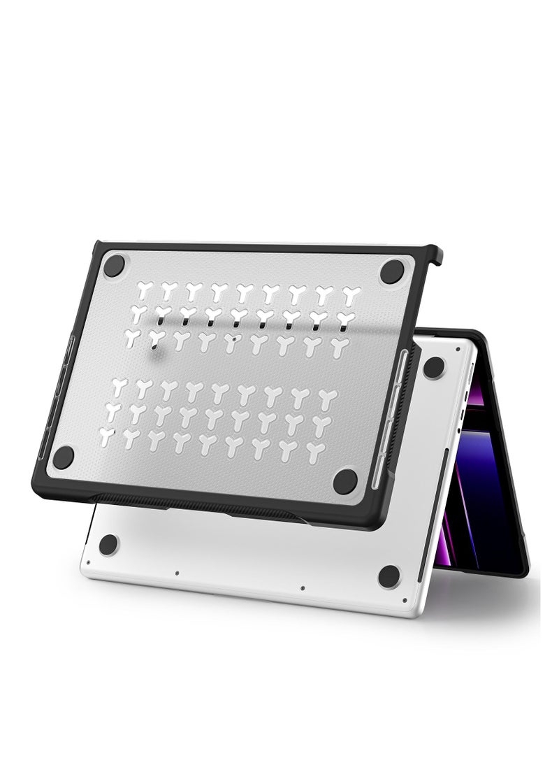 GULFLINK Hard Shell Case Cover with Kickstand Shockproof Function for MacBook Pro A2442/A2779(M1/M2) 14.2 inch Transparency - Image 5