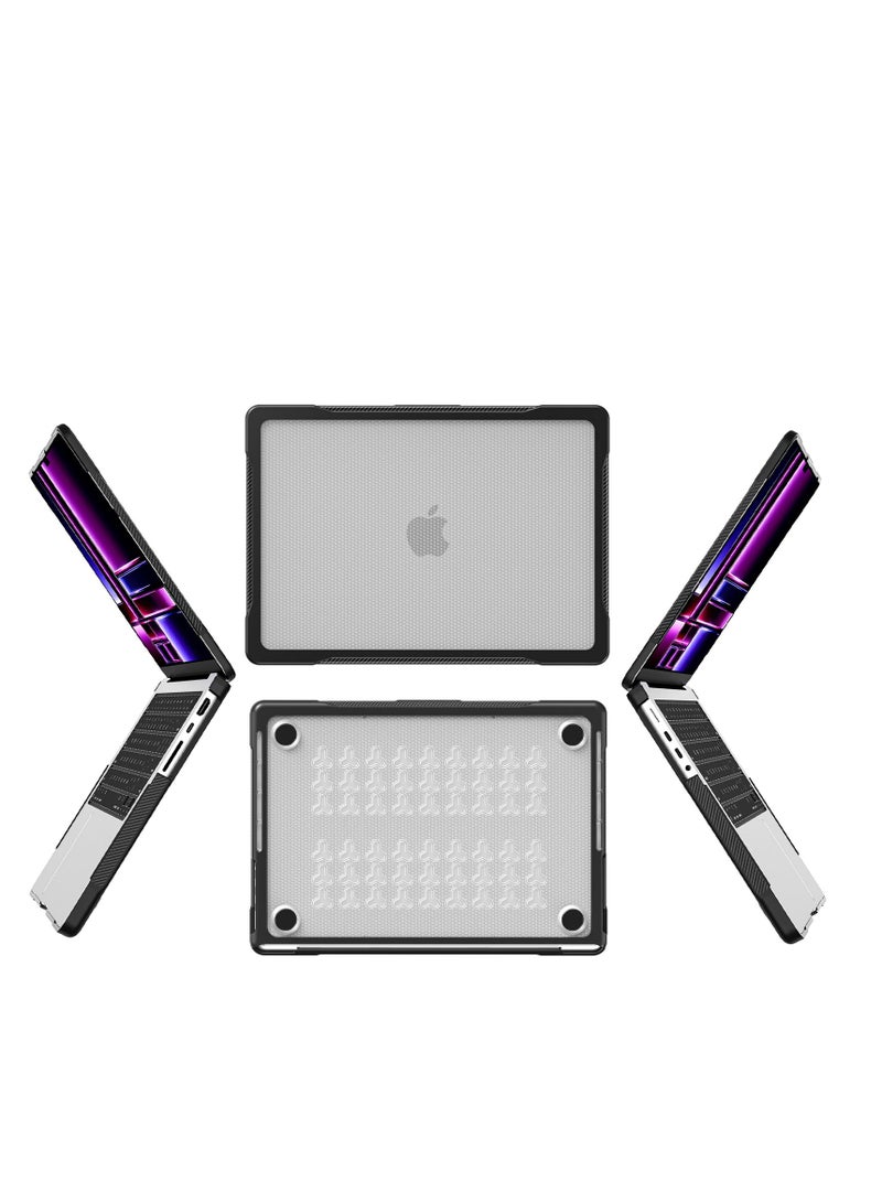 GULFLINK Hard Shell Case Cover with Kickstand Shockproof Function for MacBook Pro A2442/A2779(M1/M2) 14.2 inch Transparency - Image 4