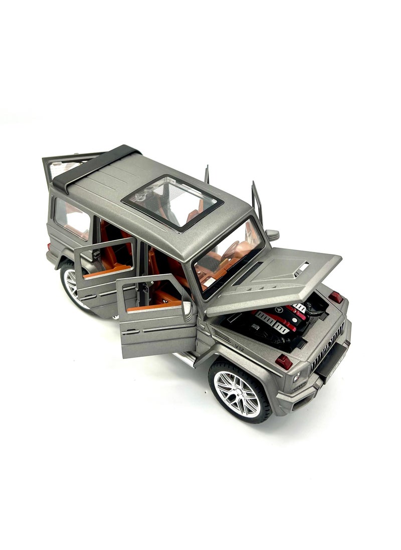 TOY GARDEN 1/24 Scale Luxury SUV Model Car – Zinc Alloy Pull-Back Toy with Sound & Light | Exquisite Gift for Kids & Collectors (Silver)  - Image 1