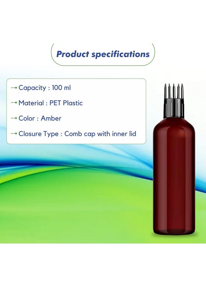 Myoc MYOC Empty Amber Color Hair Root Comb Applicator Bottle with Comb Cap for applying Hair Oil, Shampoo & Hair Dye, Scalp application, Refillable, Leak Proof, Reusable Multipurpose Use - 100 ml Pack of 8 - Image 4