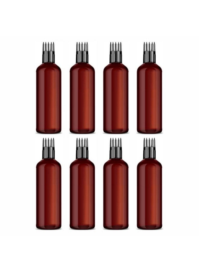 Myoc MYOC Empty Amber Color Hair Root Comb Applicator Bottle with Comb Cap for applying Hair Oil, Shampoo & Hair Dye, Scalp application, Refillable, Leak Proof, Reusable Multipurpose Use - 100 ml Pack of 8 - Image 1