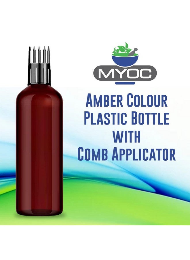 Myoc MYOC Empty Amber Color Hair Root Comb Applicator Bottle with Comb Cap for applying Hair Oil, Shampoo & Hair Dye, Scalp application, Refillable, Leak Proof, Reusable Multipurpose Use - 100 ml Pack of 8 - Image 2