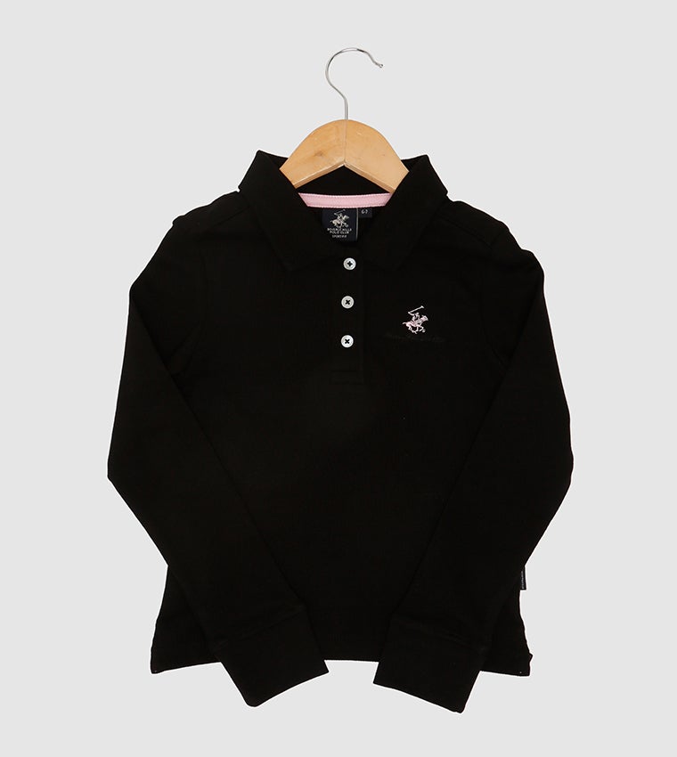 BEVERLY HILLS POLO CLUB Core Stretch Long Sleeve Pique Polo Shirt