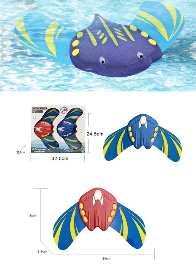 Children's Water Play Toy - Press Forward Hydrodynamic Manta Ray - Suitable for Beach, Swimming Pool, Bathroom, 2 Pieces for Children Over 3 Years Old  - Image 1