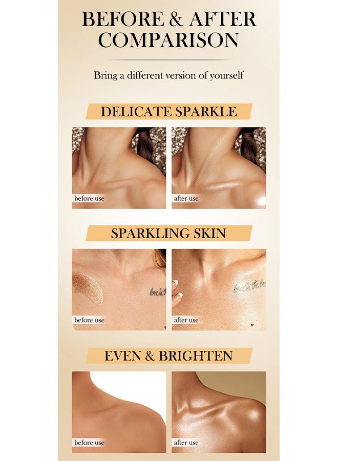 SADOER Body Highlighter Oil -Shimmer Body Oil Bronze Gold Bronze Face Brighten Glow Pearl Highlighter Illuminator body Makeup Shine Glitter Gold Liquid Taning(#04 Golden Brown) - Image 5