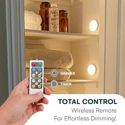 Brilliant Evolution Tap Light Push Lights 6pk with 18 AA Batteries Included + Remote - LED Stick On Lights Under Cabinets Puck Lighting - Under Counter Lighting Wireless Closet Kitchen Night Light - Image 2
