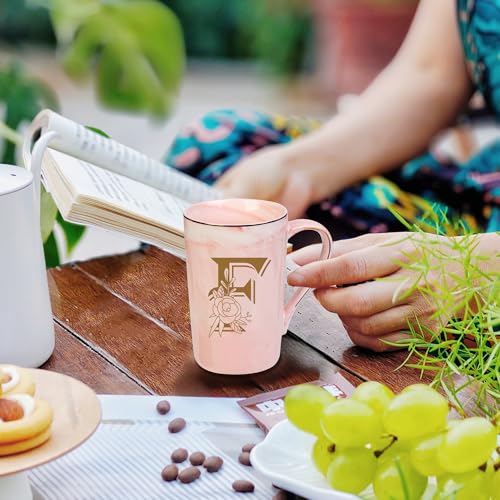 WENSSY Letter F Personalized Initial Mugs with Flower, Letter F Personalized Novelty Coffee Mug, Novelty Letter Coffee Mugs for Women, Bridal Shower Gifts, Women's Initials Gifts Coffee Mug 14 Ounce Pink - Image 3