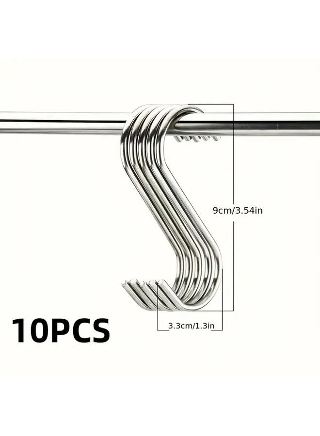 3 54 بوصة 10 قطع خطافات فولاذية غير قابلة للصدأ على شكل S أداة تعليق متعددة الوظائف للمطبخ والحمام ورشة العمل - Image 1