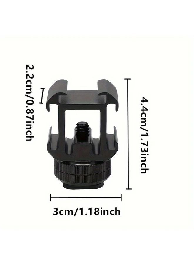 Universal Triple Camera Extension Bracket 1pc Black Cold Shoe Mount For DSLR Microphone Monitor - Image 2