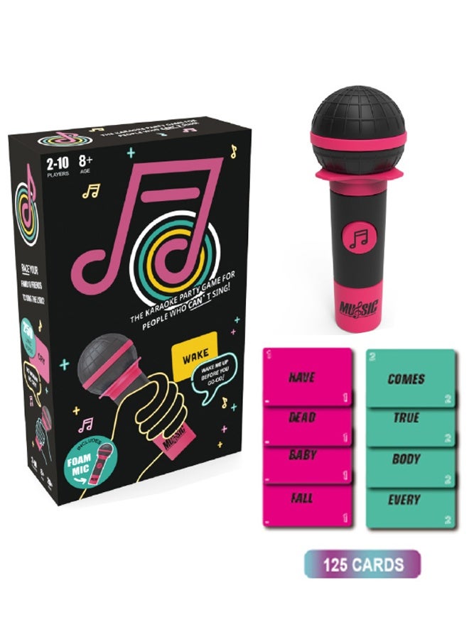 Mic Game Family Karaoke Card Game - Hilarious Party Game for 8+ Year Olds, 2-10 Players - 250 Lyrics on 125 Cards with Funny Challenges, 'Bad Singer' Bonuses - Perfect for Game Nights, Birthday Party - Image 1