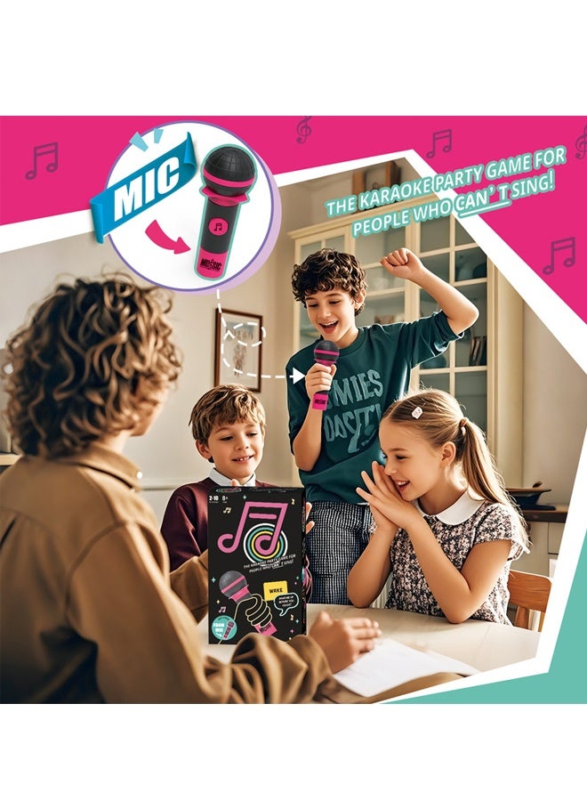 Mic Game Family Karaoke Card Game - Hilarious Party Game for 8+ Year Olds, 2-10 Players - 250 Lyrics on 125 Cards with Funny Challenges, 'Bad Singer' Bonuses - Perfect for Game Nights, Birthday Party - Image 2