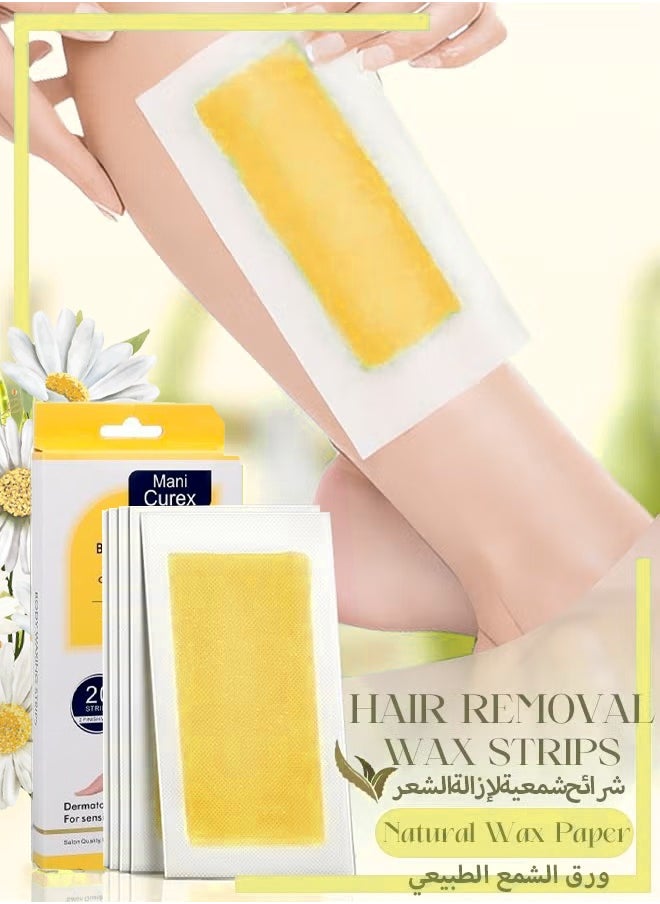 Mani Curex Wax Strips For Hair Removal, Double Sides Waxing Strips With Chamomile  Gentle And Soothing At Home Waxing Kit For Face Legs Arms Underarm Body Wax Strips Hair Removal For Men & Women 