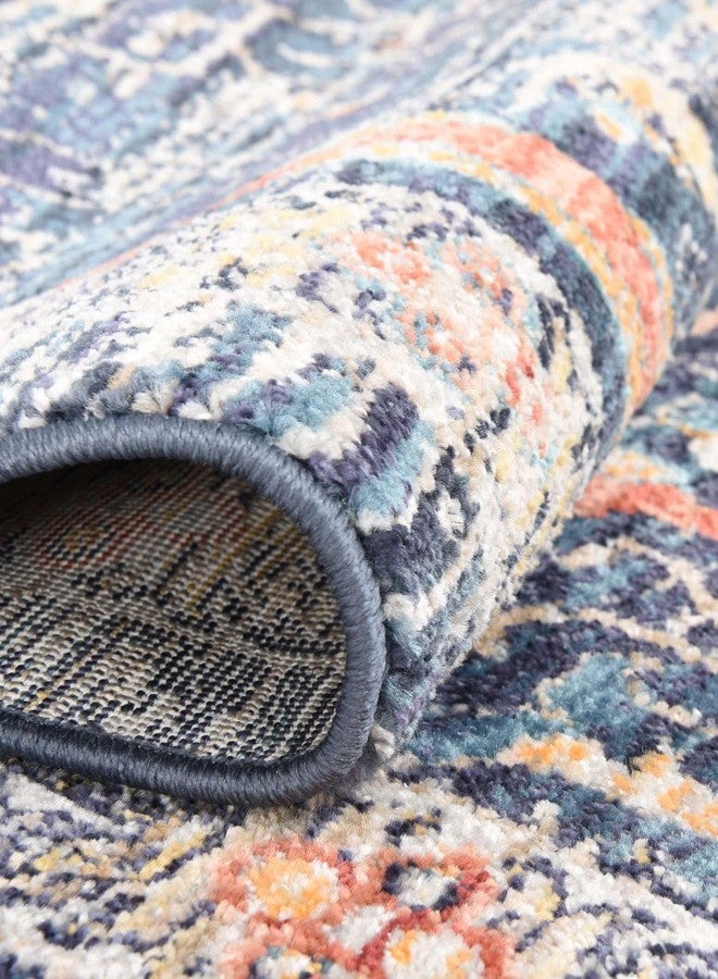 Unique Loom Lola Collection Area Rug - Vivacious (2' 7" x 10' 2" Runner, Navy Blue/Light Blue) - Image 5