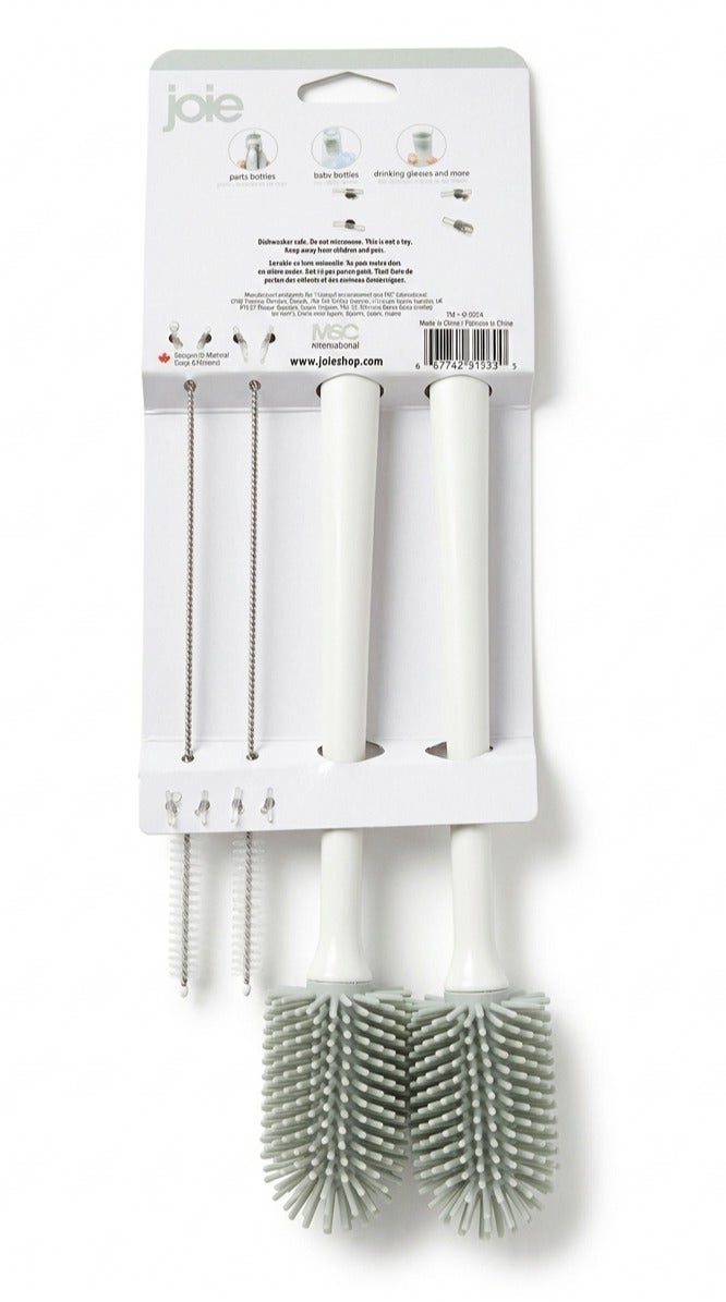 جوا طقم فرش تنظيف زجاجات وسيليكون من جوي عدد 4 قطع خالي من BPA فرشاة تنظيف رضاعة الأطفال مع منظف شفاطات فرشاة طويلة ناعمة لتنظيف عميق للزجاجات والأكواب - Image 2