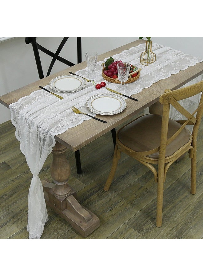 general Coffee table, TV cabinet, white lace fabric, European dresser, table, pennant, shoe cabinet, wedding table, table, and tennel (large size: 70*300cm) - Image 3