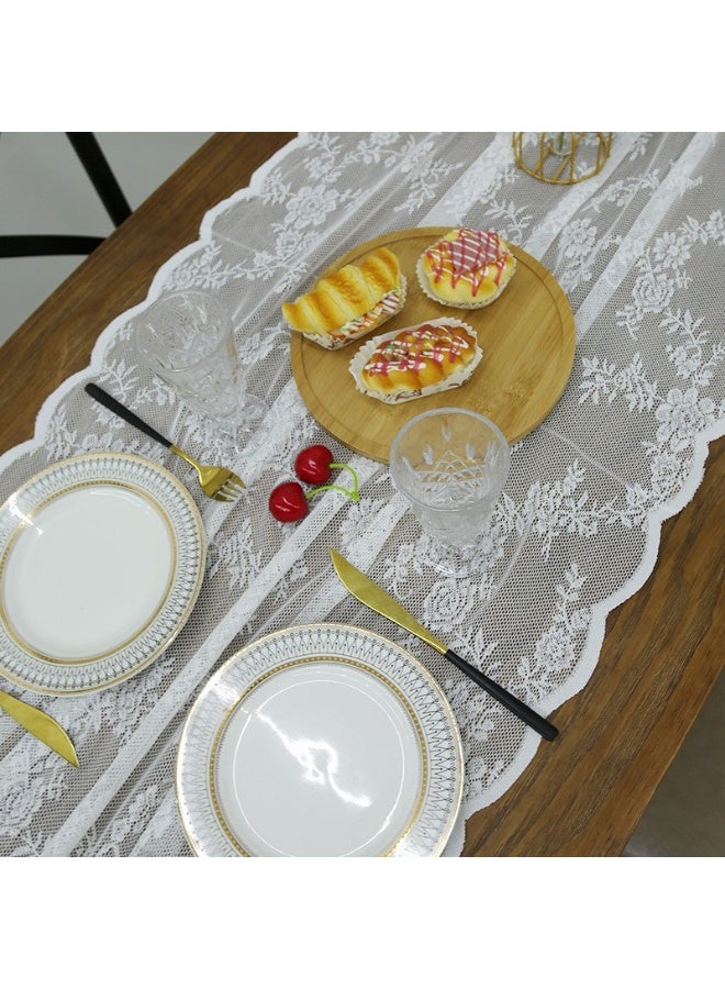 general Coffee table, TV cabinet, white lace fabric, European dresser, table, pennant, shoe cabinet, wedding table, table, and tennel (large size: 70*300cm) - Image 4