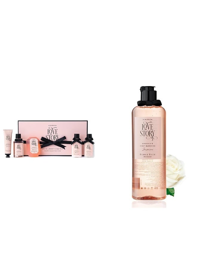 Kimirica Love Story Luxury Bath and Body Care Gift Set Box| Pack of 5 & Kimirica Love Story Bubble Bath Bottle, 290 ml Combo - Image 1