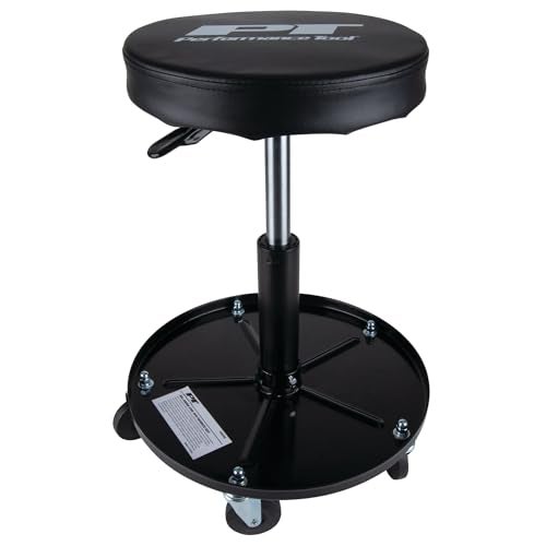 Performance Tool W85008 Professional Hydraulic Shop Seat, Built in Tool Tray and 300 lbs Capacity - Image 1