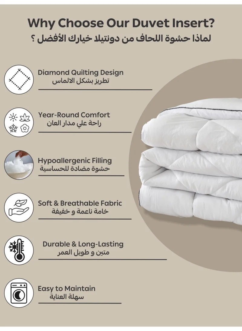 Donetella Comforter Duvet Insert –Size 240x260 cm – All Season Quilt with 350 GSM Soft Luxury Down Alternative Filling – Diamond Quilted for Double Bed