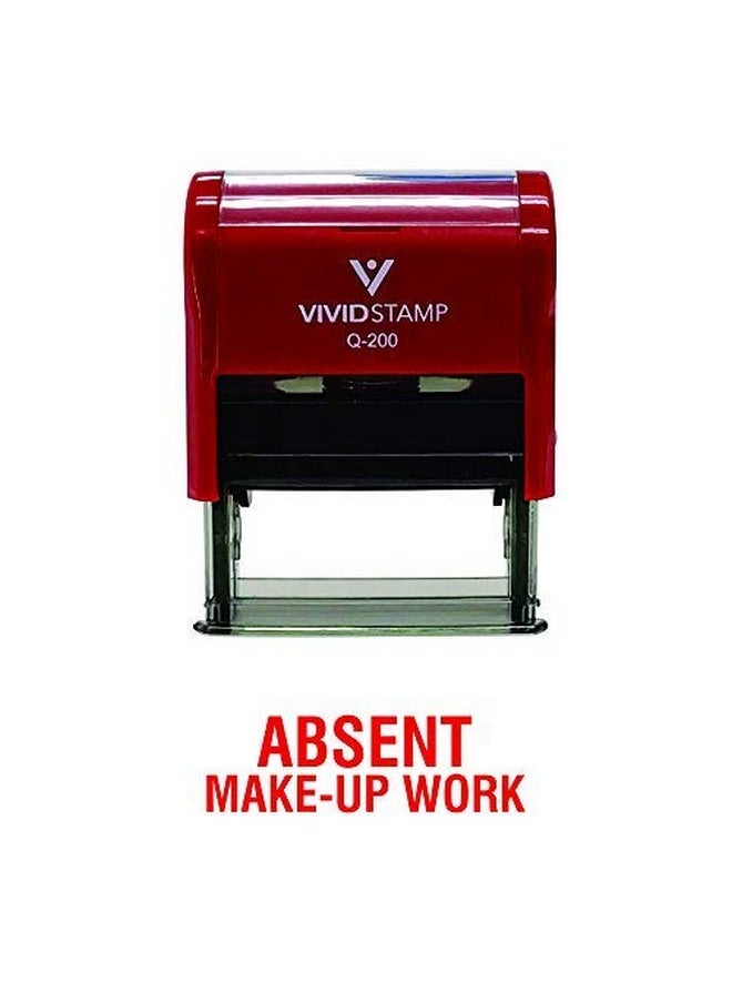 Vivid Stamp Absent Make-Up Work Teacher Self Inking Rubber Stamp (Red Ink) - Medium  - Image 2