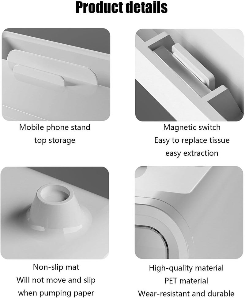 Apexx Multifunctional Tissue Box with Makeup Brush & Remote Holder - Sleek Magnetic Organizer for Home, Office & Bedroom with Modern Transparent Design (White) - Image 3