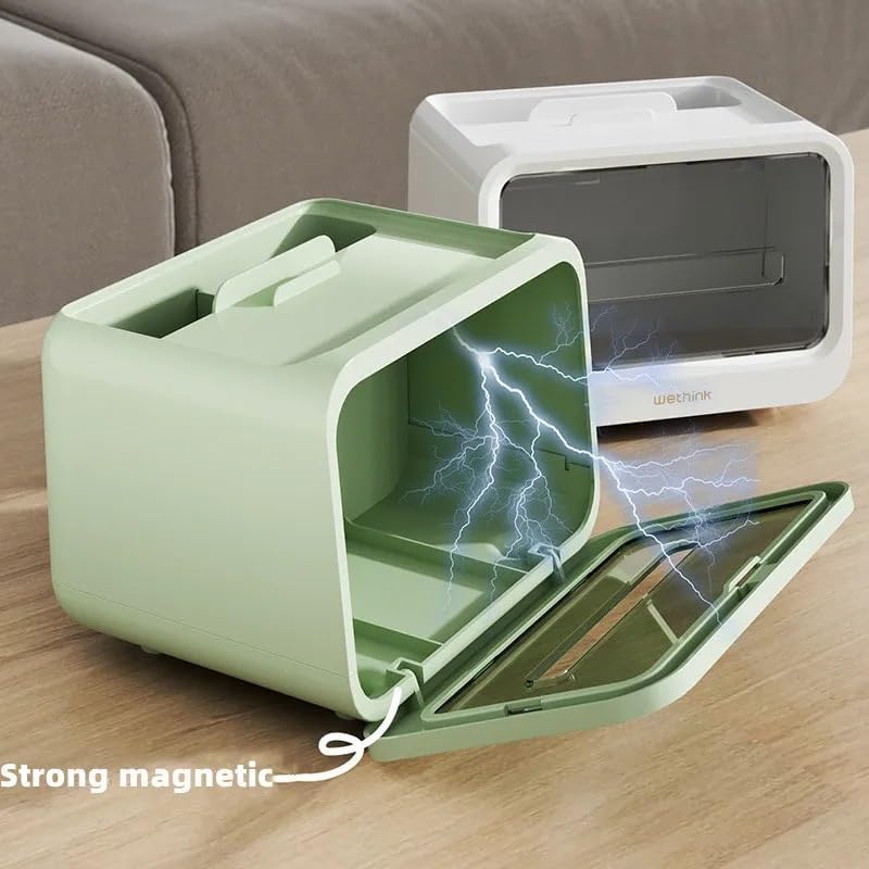 Apexx Multifunctional Tissue Box with Makeup Brush & Remote Holder - Sleek Magnetic Organizer for Home, Office & Bedroom with Modern Transparent Design (White) - Image 4