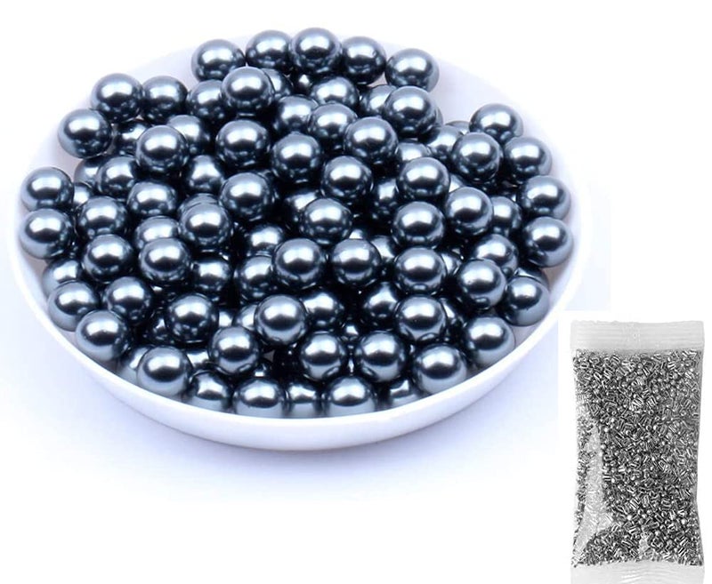 Jasol Beads 5mm for Pearl Setting Machine no Hole Beads Pack of 50 Gram+ 15gram revit (Silver-Black) - Image 1