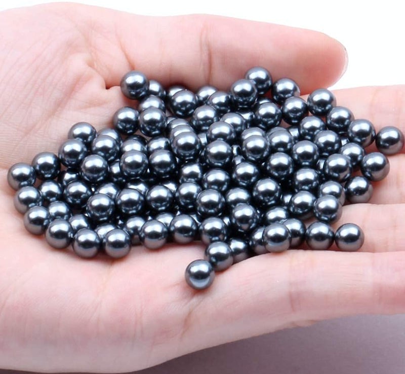 Jasol Beads 5mm for Pearl Setting Machine no Hole Beads Pack of 50 Gram+ 15gram revit (Silver-Black) - Image 3