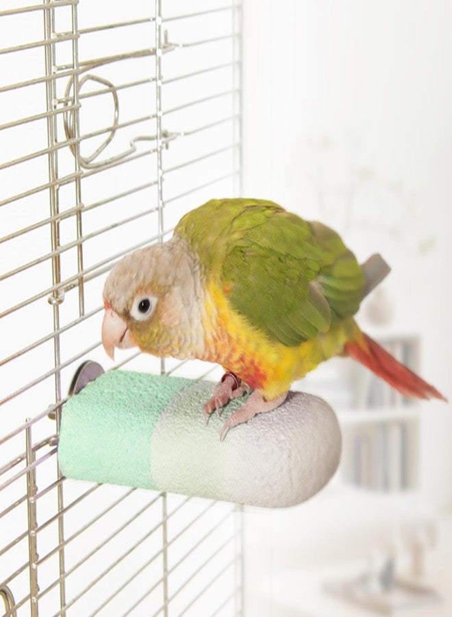 YOOSO WING Natural Mineral Bird Perch for Cage Parrot Perch Platform for Beak Grinding Claw Trimming & Chewing Chew Toy for Parakeets Cockatiels Conures Birds Cage Accessories (Gradient Green, 4.7") - Image 1