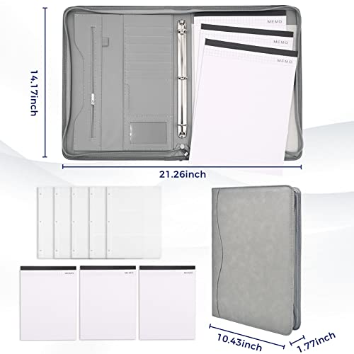 Sbrinnaliao 3-Ring Padfolio Portfolio Binder Organizer,PU Leather Folder Binder Business Planner Notebook Zippered Portfolio for Women/Men with Document Sleeve,Letter/A4 Size Clipboard - Image 4
