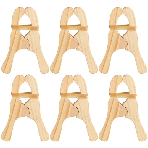 Simgoing 6 Pcs Wooden Fort Clips for Silk Montessori and Waldorf Fort Building Kit Silk Clips Giant Wooden Handmade Building for Blankets ConstructionWhite - Image 1