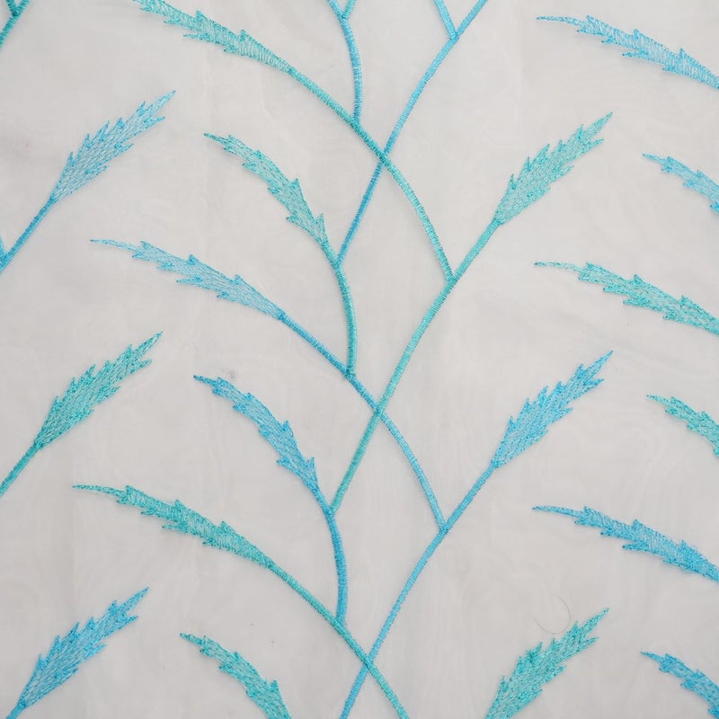 Parda Online 9Ft Blue Sheer Tissue Embroidered Eyelet Window Curtain - Pack of 2 - Image 4