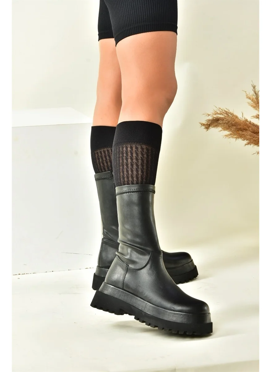 Fox Shoes Black Flexible Stretch Women's Boots N267064309