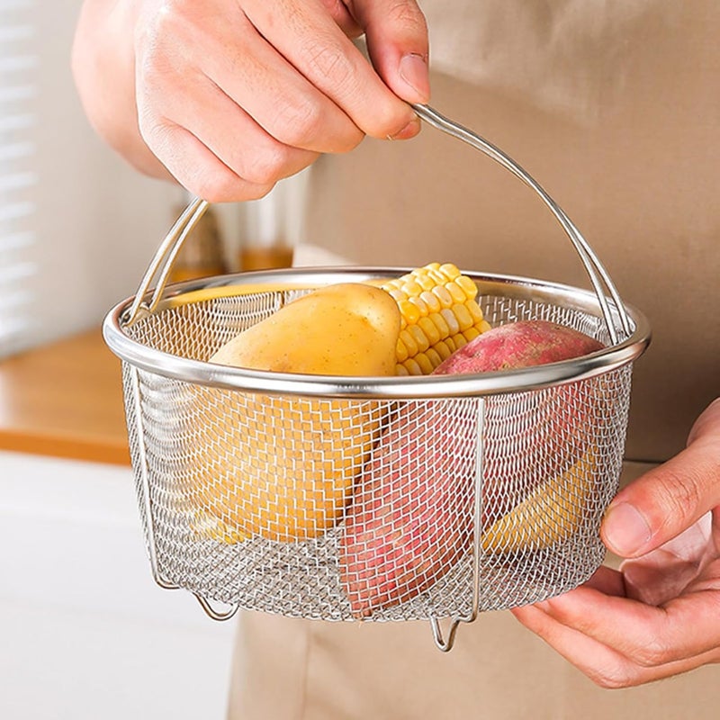 Wear resistant Fafeicy Stainless Steel Steaming Basket, Food Grade Mesh Steamer with Oil Filter and Drainage, for Rice Cooking Pressure Cooking Deep Frying Kitchen (20CM) Economical varied design options - Image 3