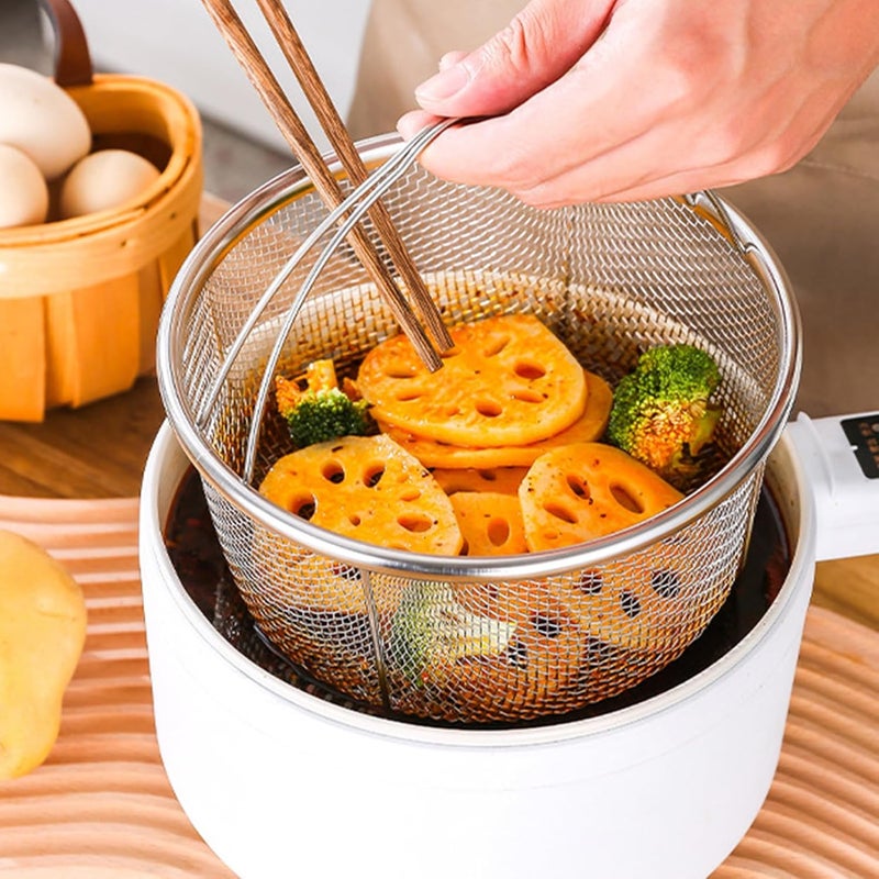 Wear resistant Fafeicy Stainless Steel Steaming Basket, Food Grade Mesh Steamer with Oil Filter and Drainage, for Rice Cooking Pressure Cooking Deep Frying Kitchen (20CM) Economical varied design options - Image 4