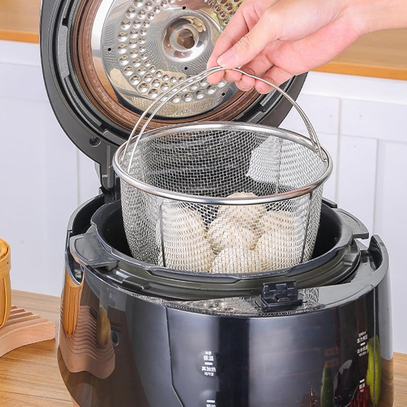 Wear resistant Fafeicy Stainless Steel Steaming Basket, Food Grade Mesh Steamer with Oil Filter and Drainage, for Rice Cooking Pressure Cooking Deep Frying Kitchen (20CM) Economical varied design options - Image 5