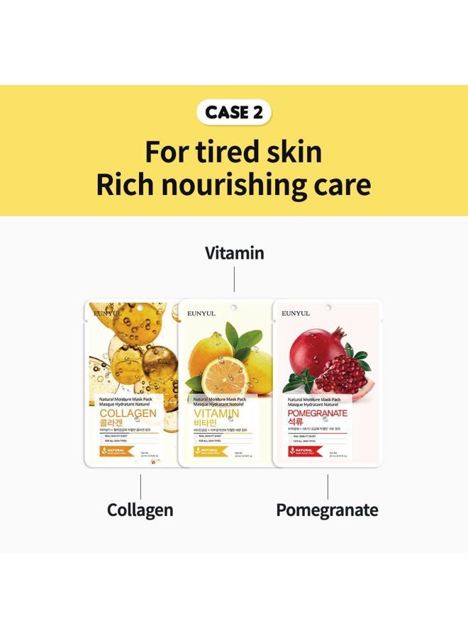 Eunyul [PACK OF 10] Natural Sheet Mask Pack 10 types Korean Skincare Facial Mask Pack/Aloe, Collagen, Pearl, Hyaluron, Avocado, Pomegranate, Vitamin, Blueberry, Green Tea, Cucumber - Image 5