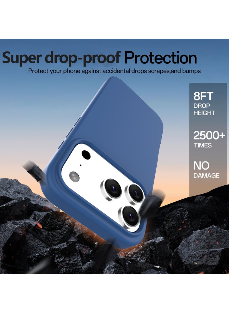 MUNTAQI Compatible with iPhone 17 Pro Case, Silky and Soft Touch Series Premium Soft Liquid Silicone Rubber Full-Body Protective Bumper Case for iPhone 17 Pro (Dark Blue) - Image 2