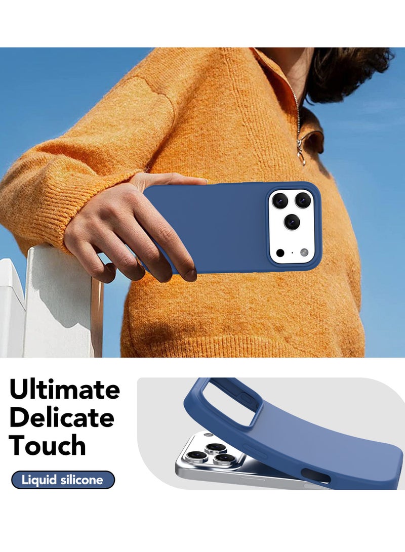 MUNTAQI Compatible with iPhone 17 Pro Case, Silky and Soft Touch Series Premium Soft Liquid Silicone Rubber Full-Body Protective Bumper Case for iPhone 17 Pro (Dark Blue) - Image 3