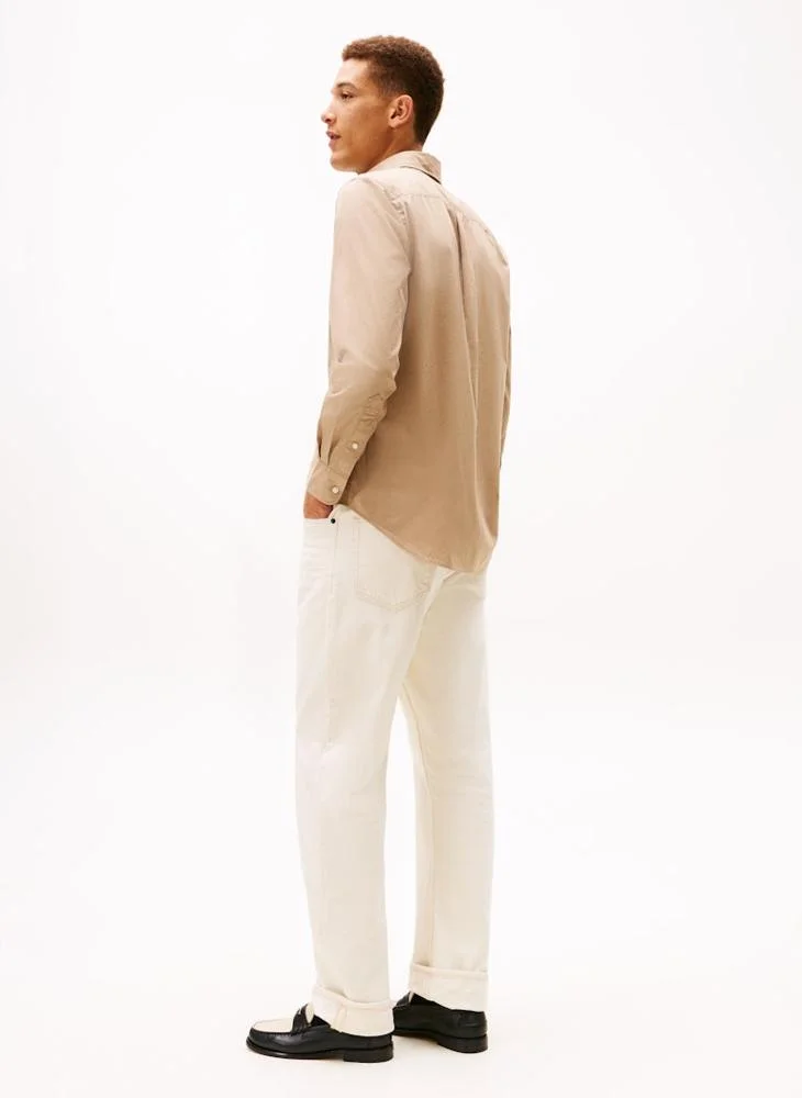 تومي هيلفيغر قميص فليكس بوبلين بلون موحد بقصة عادية