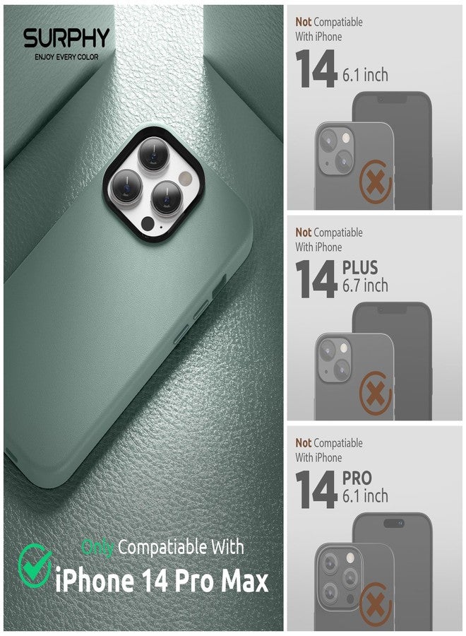 جراب SURPHY من الجلد الصناعي متوافق مع هاتف iPhone 14 Pro Max (6.7 بوصة، 2022)، جراب هاتف من الجلد الصناعي مع أزرار معدنية وبطانة من الألياف الدقيقة (أخضر نعناعي) - Image 2