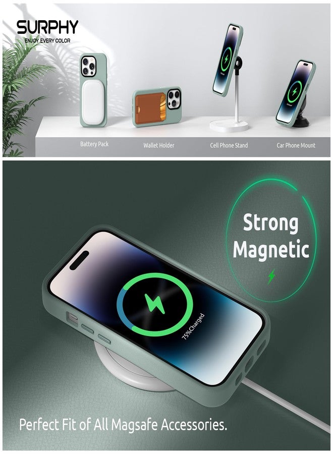 جراب SURPHY من الجلد الصناعي متوافق مع هاتف iPhone 14 Pro Max (6.7 بوصة، 2022)، جراب هاتف من الجلد الصناعي مع أزرار معدنية وبطانة من الألياف الدقيقة (أخضر نعناعي) - Image 3