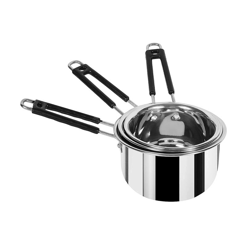 Sprucezone Stainless Steel Sauce Pan, Flat Base, Tea Pan, Milk Pan Tapeli Patila, Sauce Pot Flat Pan 28 cm Diameter 1 L, 1.5 L, 2 L Capacity (Stainless Steel, Non-Stick, Induction Bottom) - Image 2