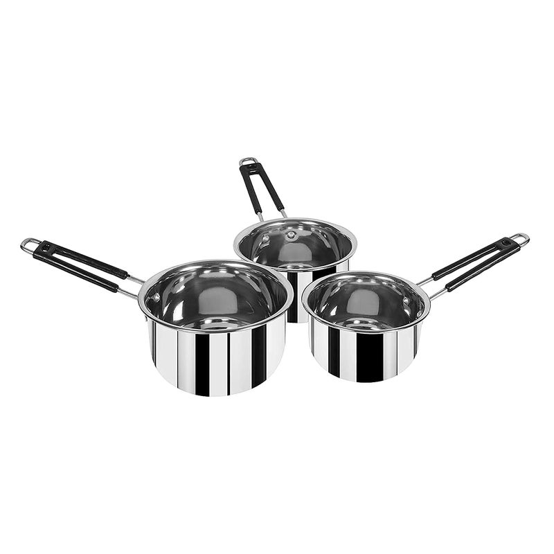 Sprucezone Stainless Steel Sauce Pan, Flat Base, Tea Pan, Milk Pan Tapeli Patila, Sauce Pot Flat Pan 28 cm Diameter 1 L, 1.5 L, 2 L Capacity (Stainless Steel, Non-Stick, Induction Bottom) - Image 3