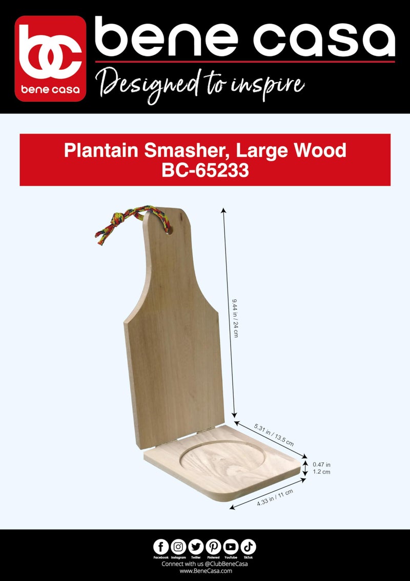 Bene Casa Wood Tostonera for Plantains, Large - Image 1