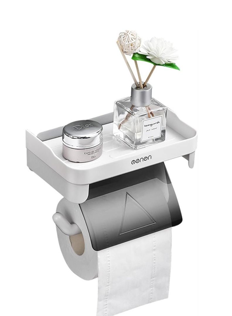 Toilet Paper Holder Wall Mount Tissue Paper Roll Holder with Shelf Storage Organizer for Washroom, Bathroom - Image 1