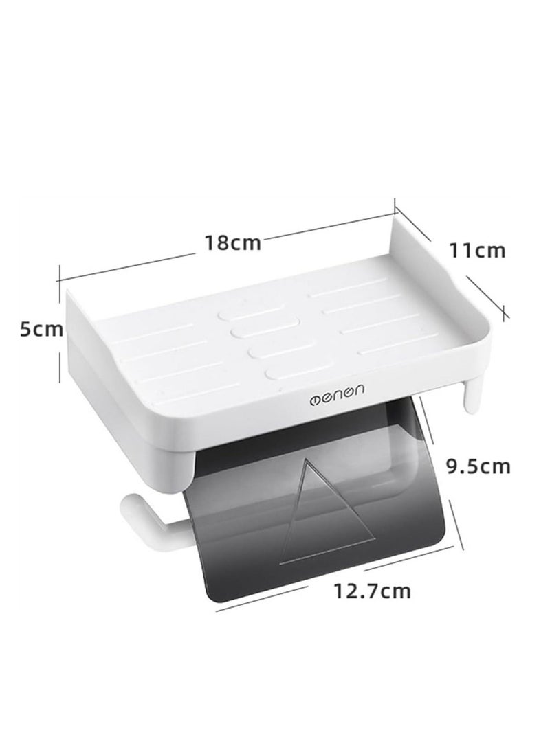 Toilet Paper Holder Wall Mount Tissue Paper Roll Holder with Shelf Storage Organizer for Washroom, Bathroom - Image 2