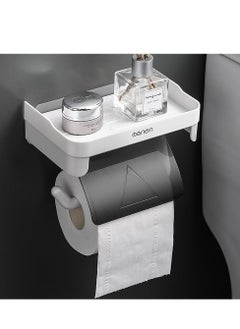 Generic Toilet Paper Holder Wall Mount Tissue Paper Roll Holder with Shelf Storage Organizer for Washroom, Bathroom  - Image 3